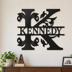 Personalized Initial Name Monogram metal wall sign displayed on the wall