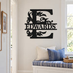 Personalized Initial Name Monogram metal wall sign displayed on the wall