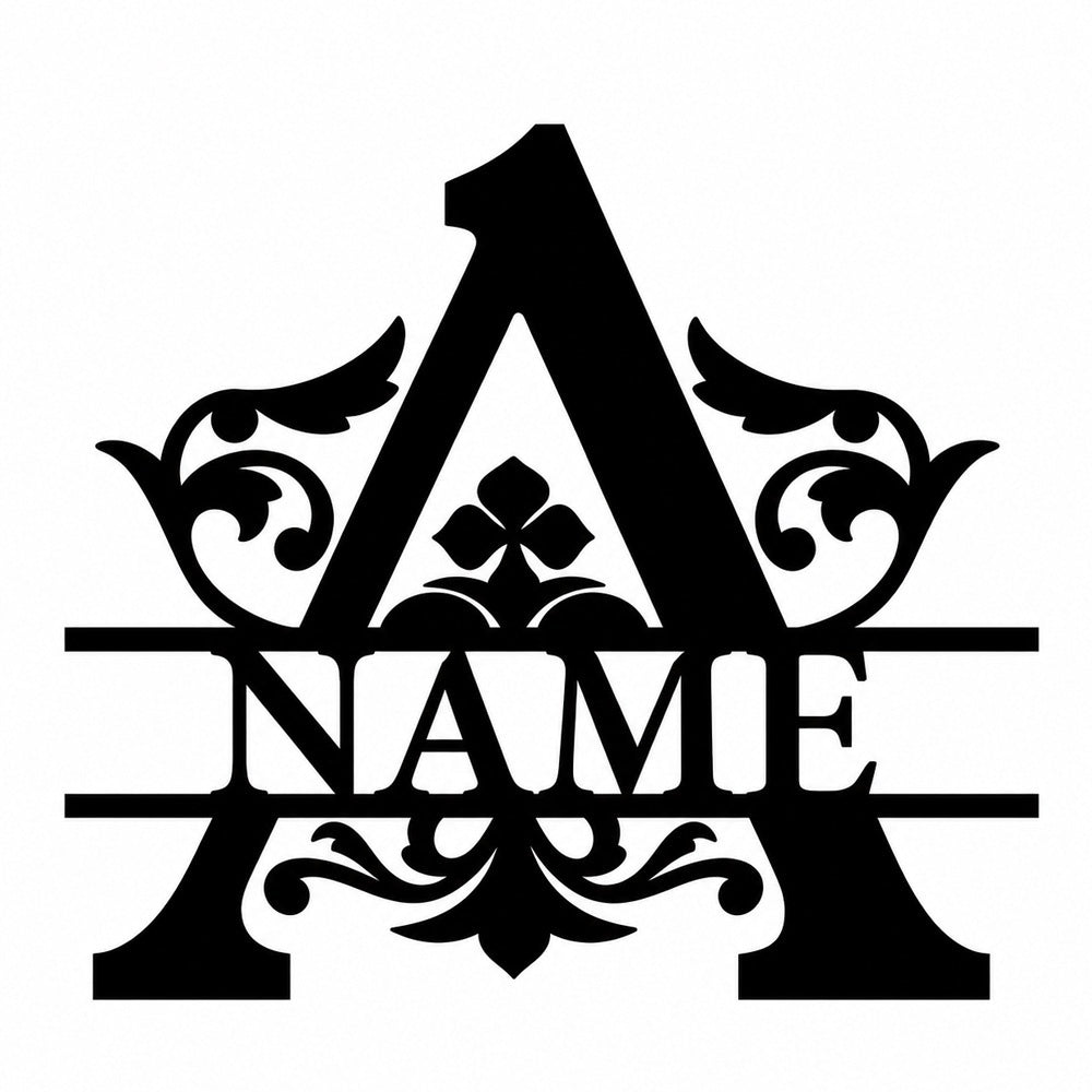 Personalized Initial Name Monogram metal wall sign displayed on the wall