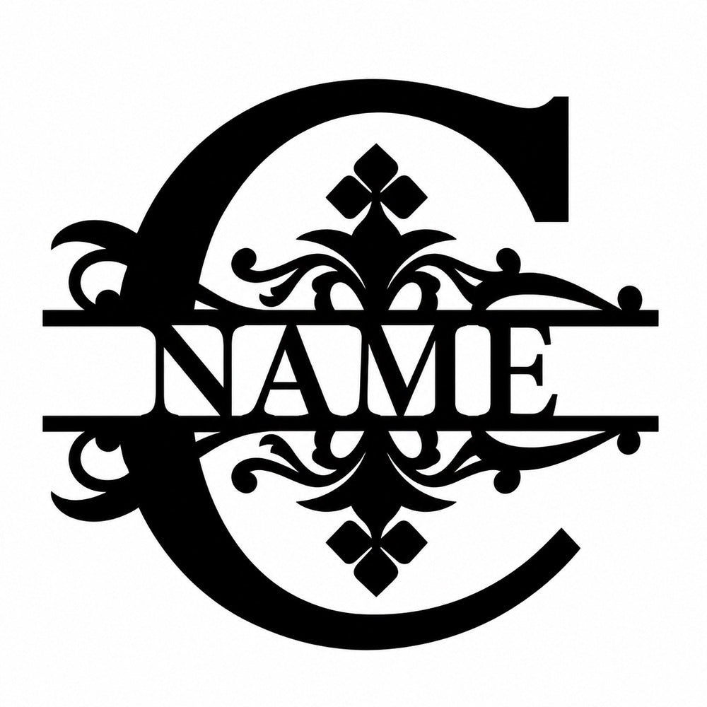 Personalized Initial Name Monogram metal wall sign displayed on the wall