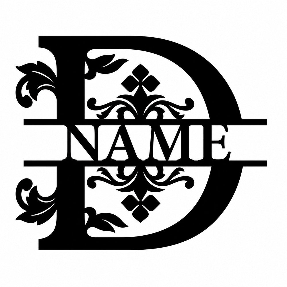 Personalized Initial Name Monogram metal wall sign displayed on the wall