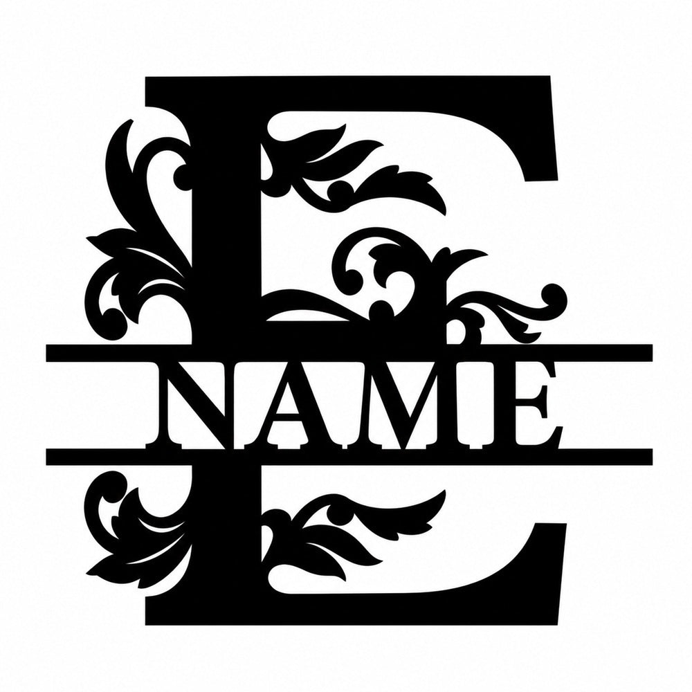 Personalized Initial Name Monogram metal wall sign displayed on the wall