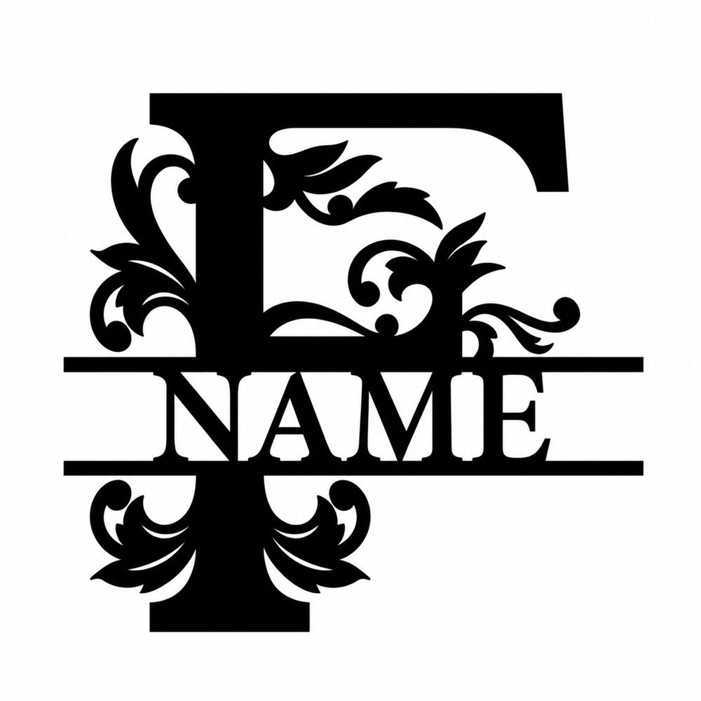 Personalized Initial Name Monogram metal wall sign displayed on the wall
