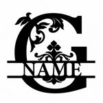 Personalized Initial Name Monogram metal wall sign displayed on the wall
