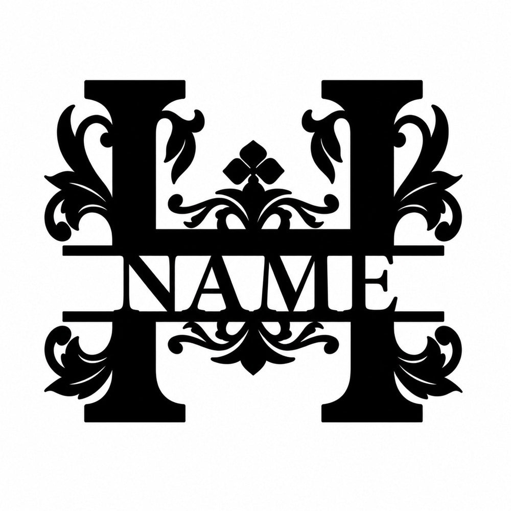 Personalized Initial Name Monogram metal wall sign displayed on the wall