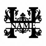 Personalized Initial Name Monogram metal wall sign displayed on the wall