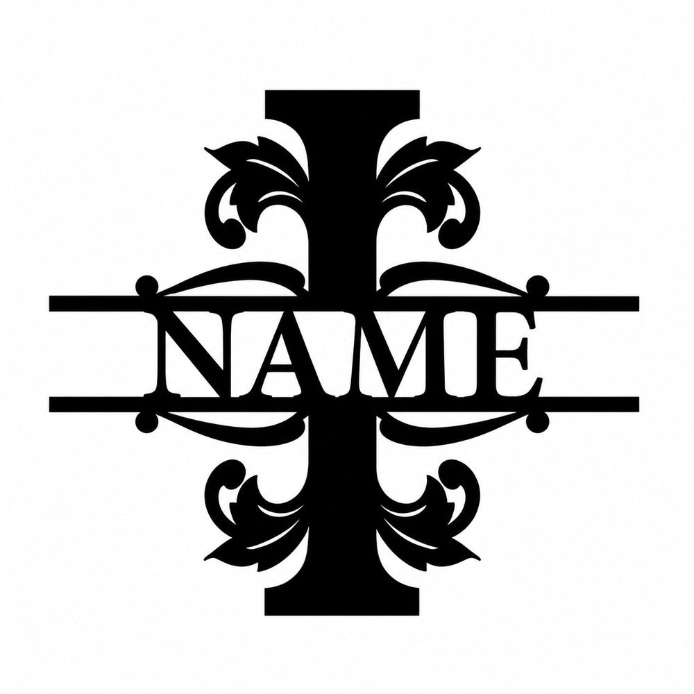 Personalized Initial Name Monogram metal wall sign displayed on the wall