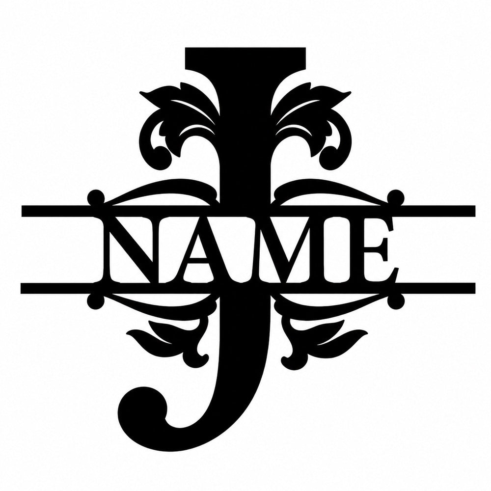 Personalized Initial Name Monogram metal wall sign displayed on the wall