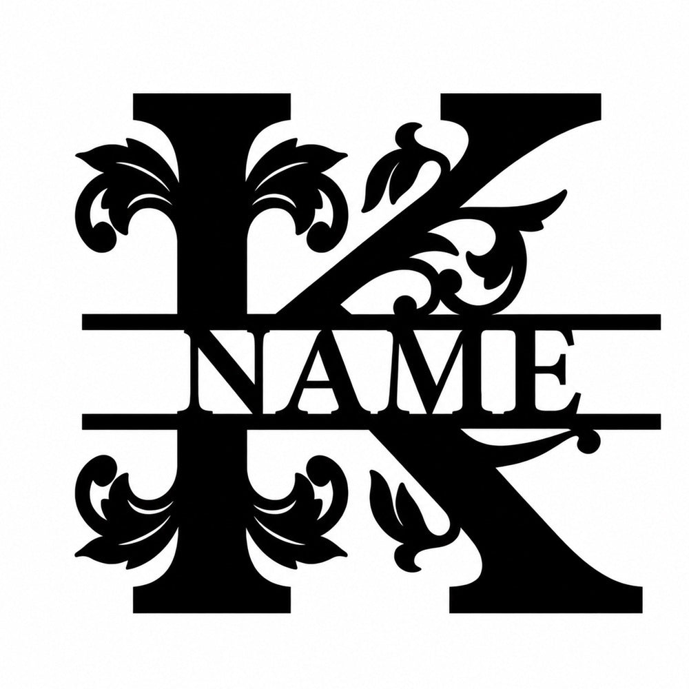 Personalized Initial Name Monogram metal wall sign displayed on the wall