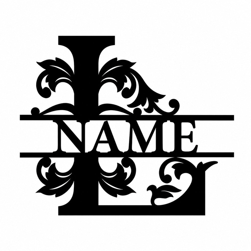 Personalized Initial Name Monogram metal wall sign displayed on the wall