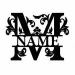 Personalized Initial Name Monogram metal wall sign displayed on the wall
