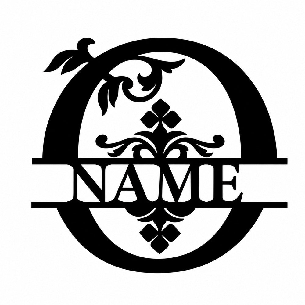Personalized Initial Name Monogram metal wall sign displayed on the wall