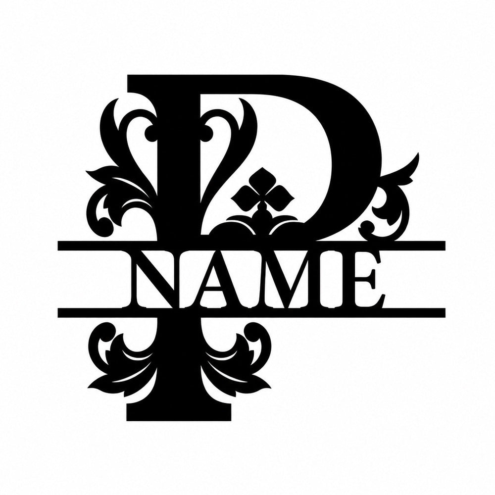 Personalized Initial Name Monogram metal wall sign displayed on the wall