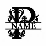 Personalized Initial Name Monogram metal wall sign displayed on the wall