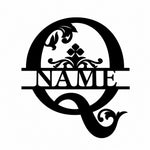 Personalized Initial Name Monogram metal wall sign displayed on the wall