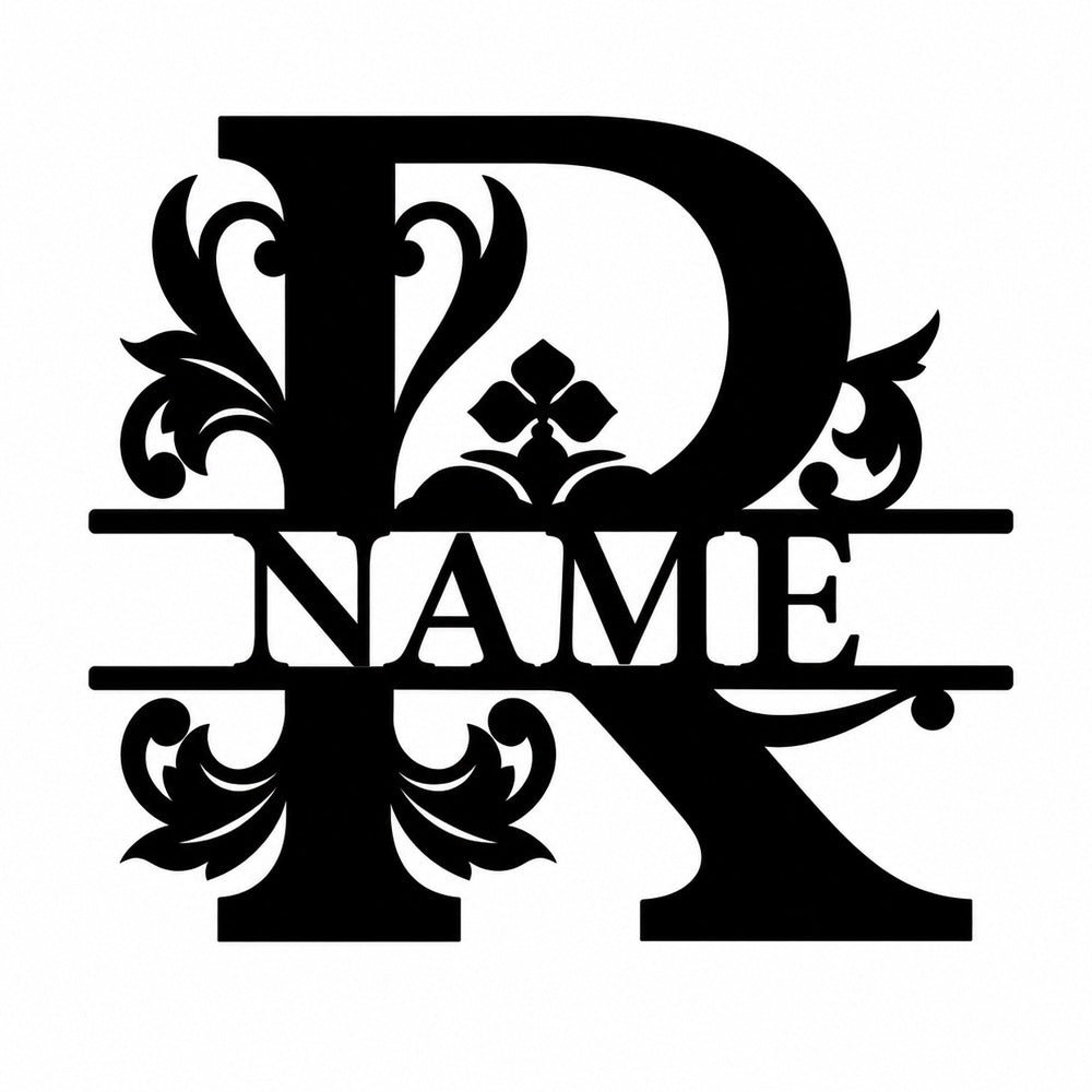Personalized Initial Name Monogram metal wall sign displayed on the wall