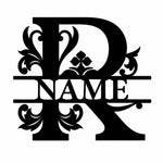 Personalized Initial Name Monogram metal wall sign displayed on the wall