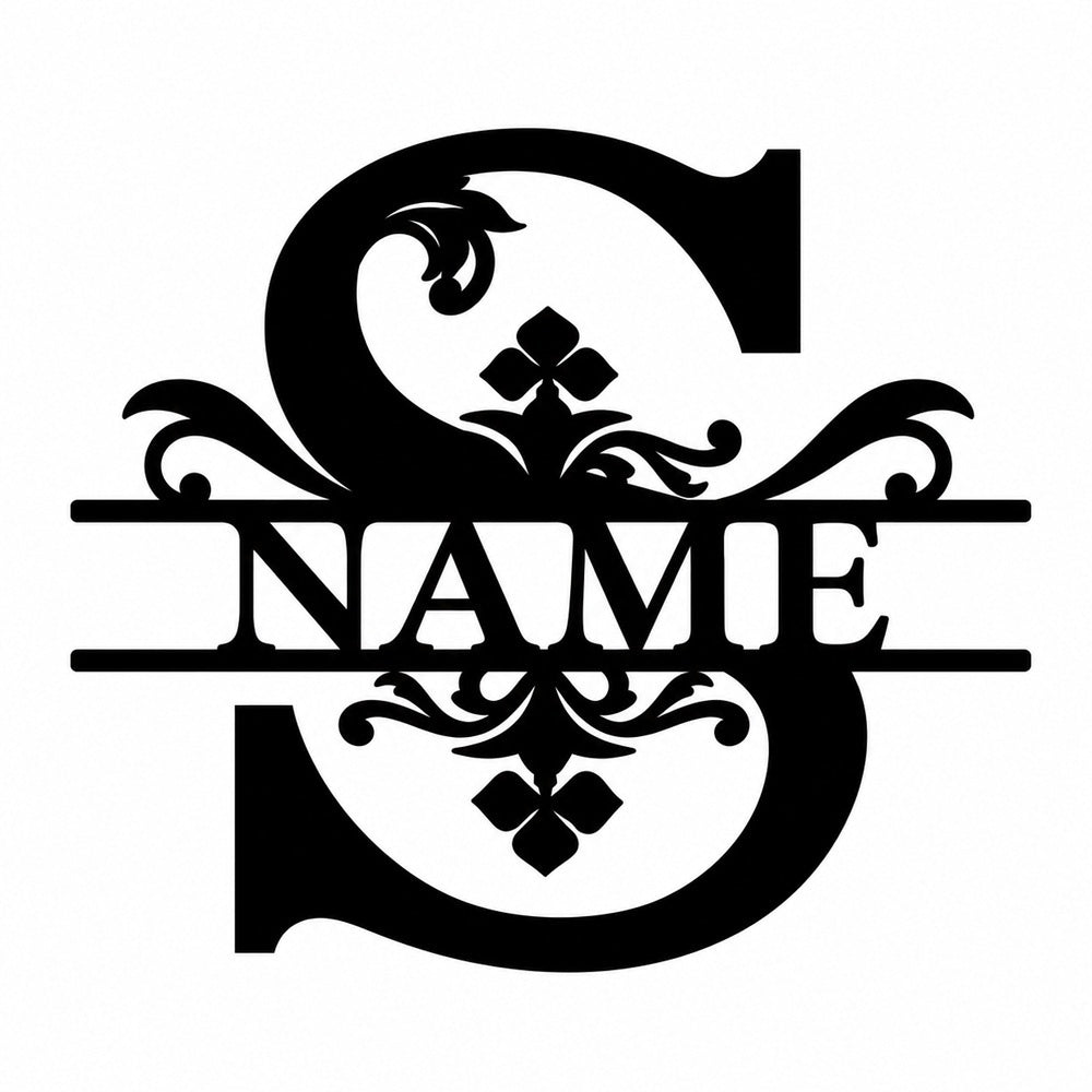 Personalized Initial Name Monogram metal wall sign displayed on the wall