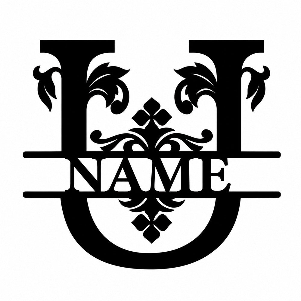 Personalized Initial Name Monogram metal wall sign displayed on the wall