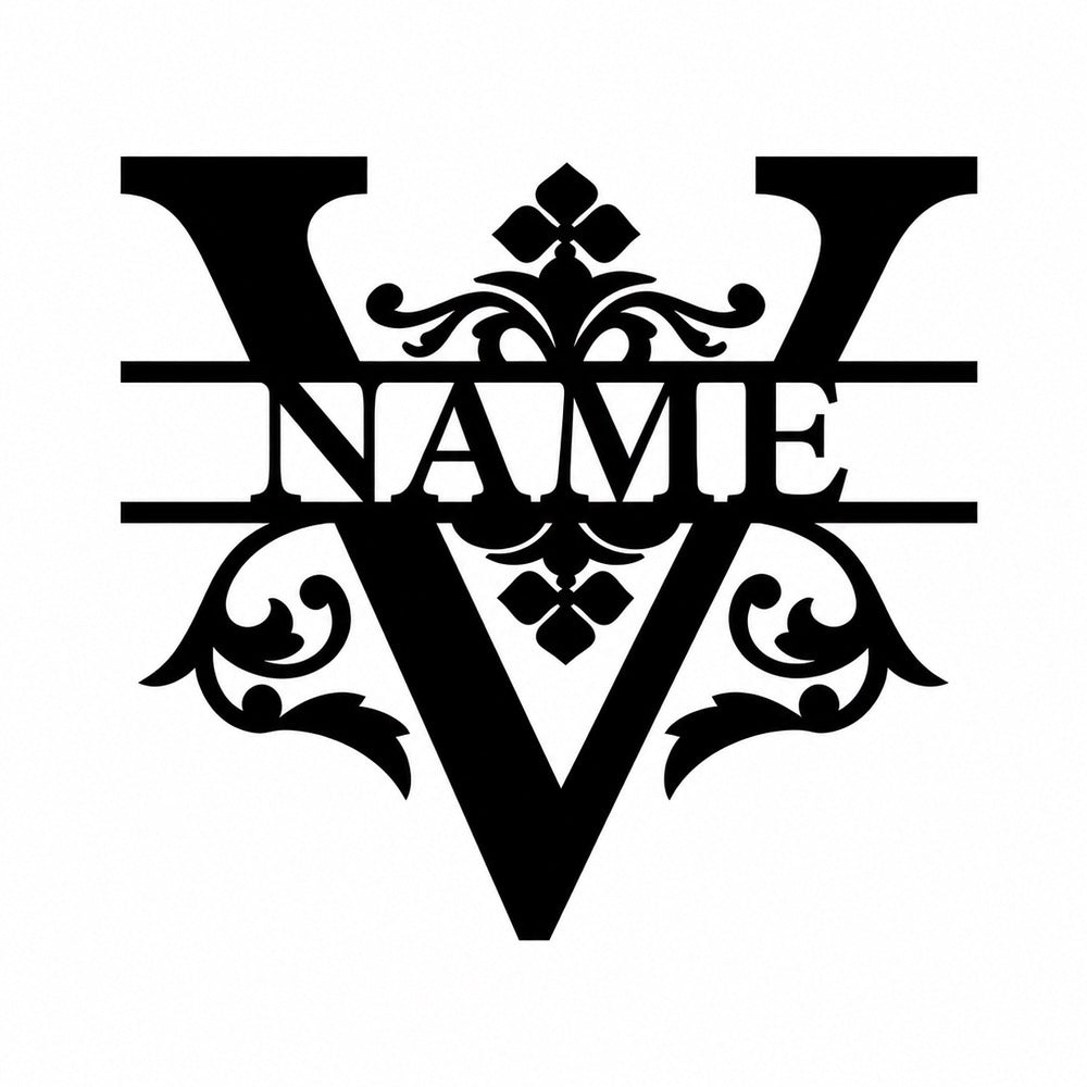 Personalized Initial Name Monogram metal wall sign displayed on the wall