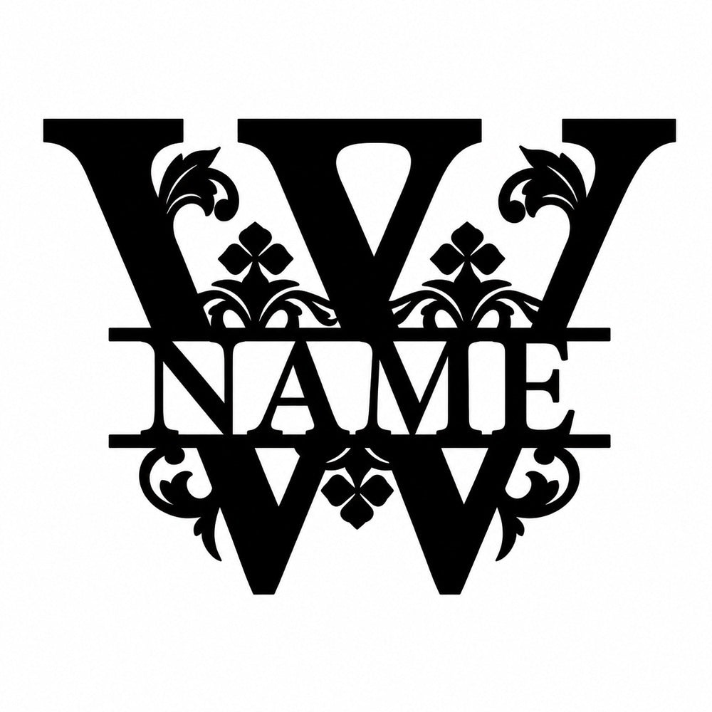 Personalized Initial Name Monogram metal wall sign displayed on the wall