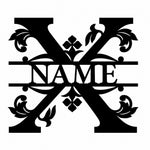 Personalized Initial Name Monogram metal wall sign displayed on the wall