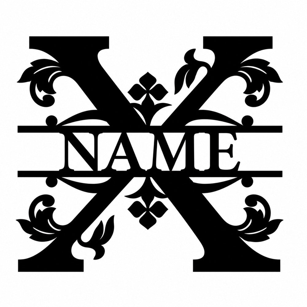 Personalized Initial Name Monogram metal wall sign displayed on the wall