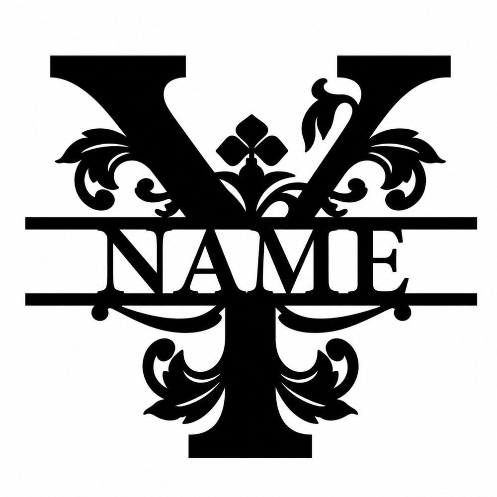Personalized Initial Name Monogram metal wall sign displayed on the wall