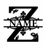 Personalized Initial Name Monogram metal wall sign displayed on the wall