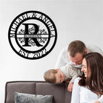 Personalized Initial Name Monogram metal wall sign displayed on the wall