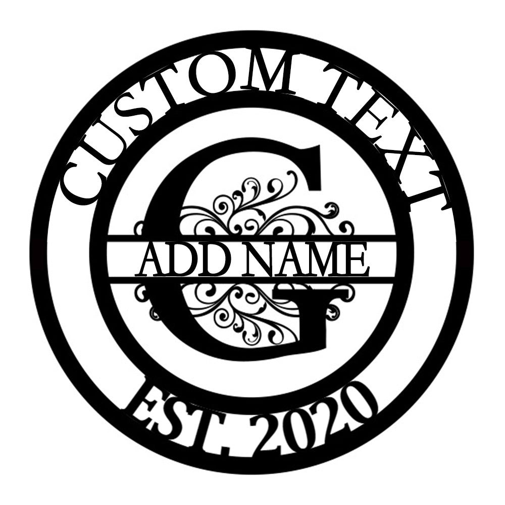 Personalized Initial Name Monogram metal wall sign displayed on the wall