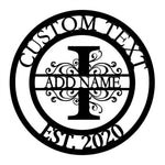 Personalized Initial Name Monogram metal wall sign displayed on the wall