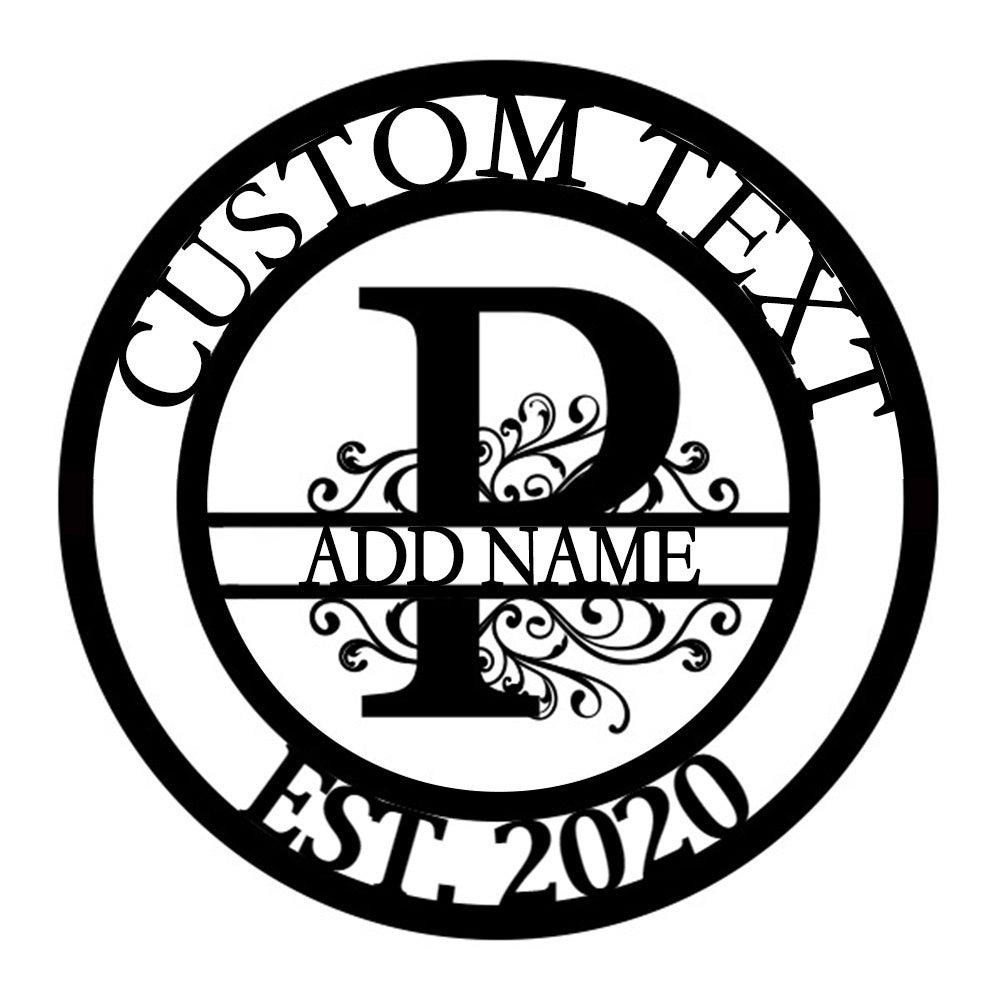 Personalized Initial Name Monogram metal wall sign displayed on the wall