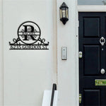 Personalized Initial Name Monogram metal wall sign displayed on the wall