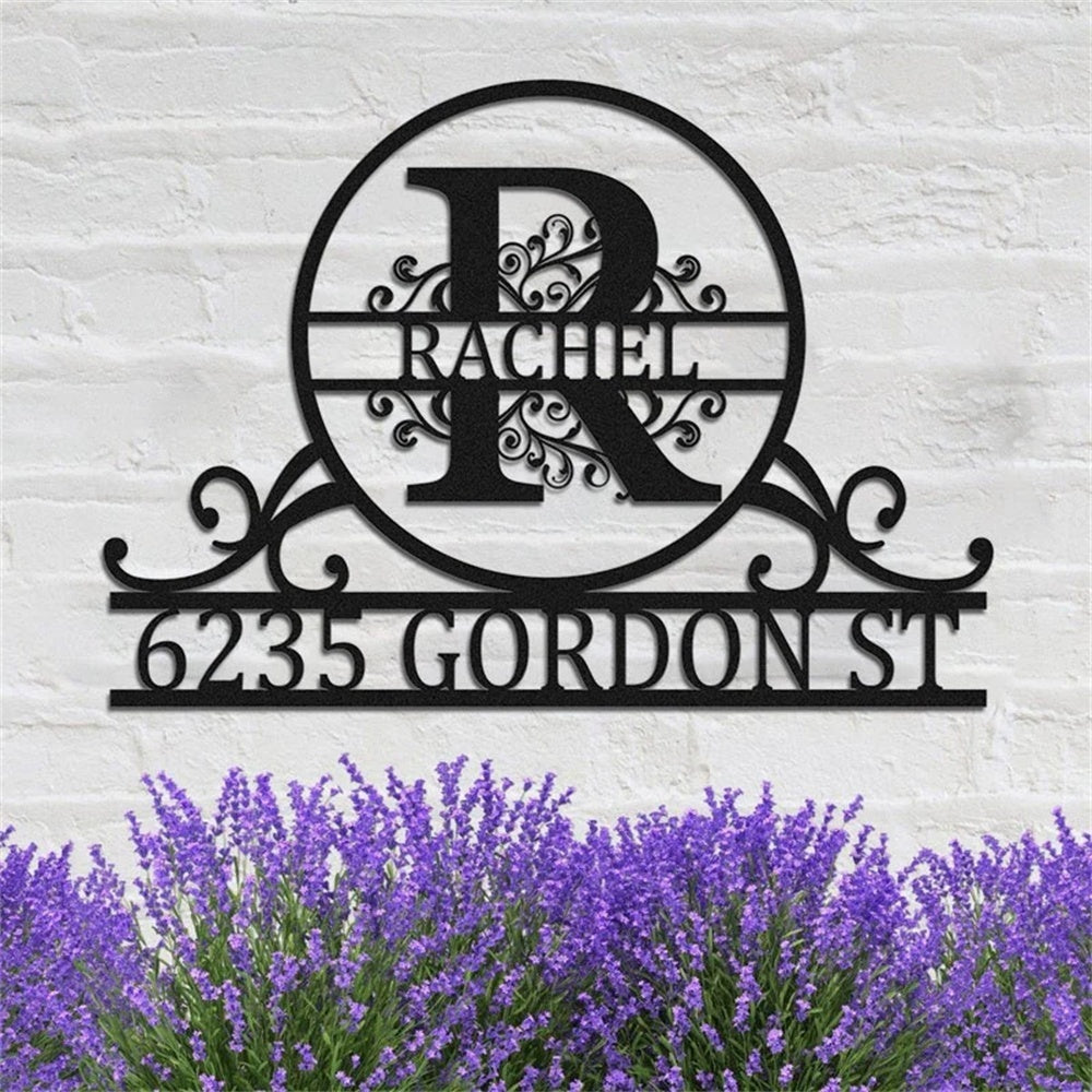 Personalized Initial Name Monogram metal wall sign displayed on the wall