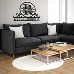 Personalized Initial Name Monogram metal wall sign displayed on the wall