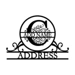 Personalized Initial Name Monogram metal wall sign displayed on the wall