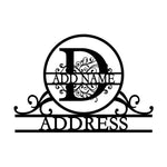 Personalized Initial Name Monogram metal wall sign displayed on the wall