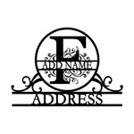 Personalized Initial Name Monogram metal wall sign displayed on the wall