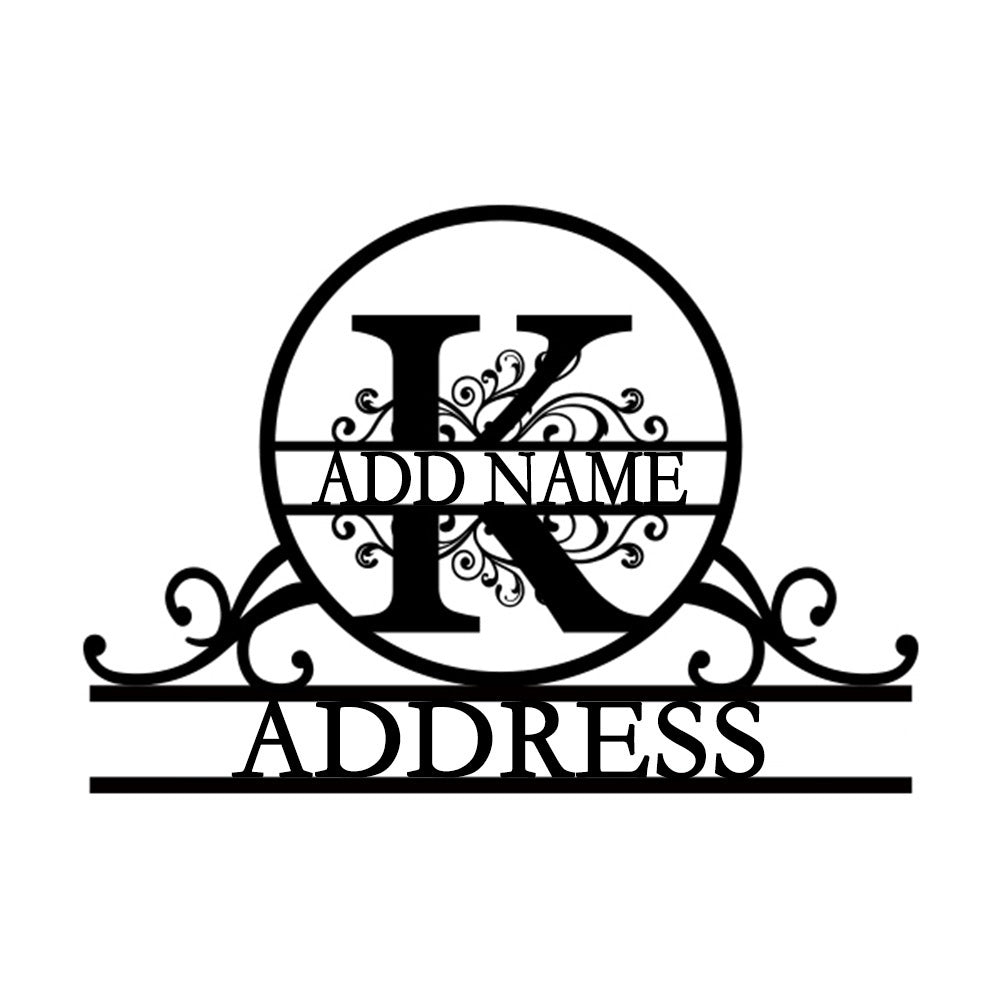 Personalized Initial Name Monogram metal wall sign displayed on the wall