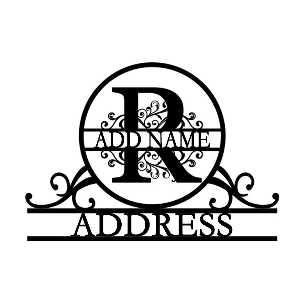 Personalized Initial Name Monogram metal wall sign displayed on the wall