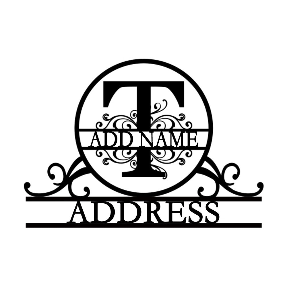 Personalized Initial Name Monogram metal wall sign displayed on the wall