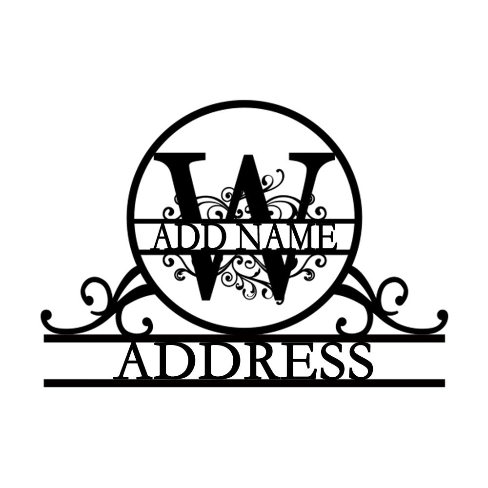 Personalized Initial Name Monogram metal wall sign displayed on the wall
