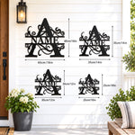 Personalized Initial Name Monogram metal wall sign displayed on the wall