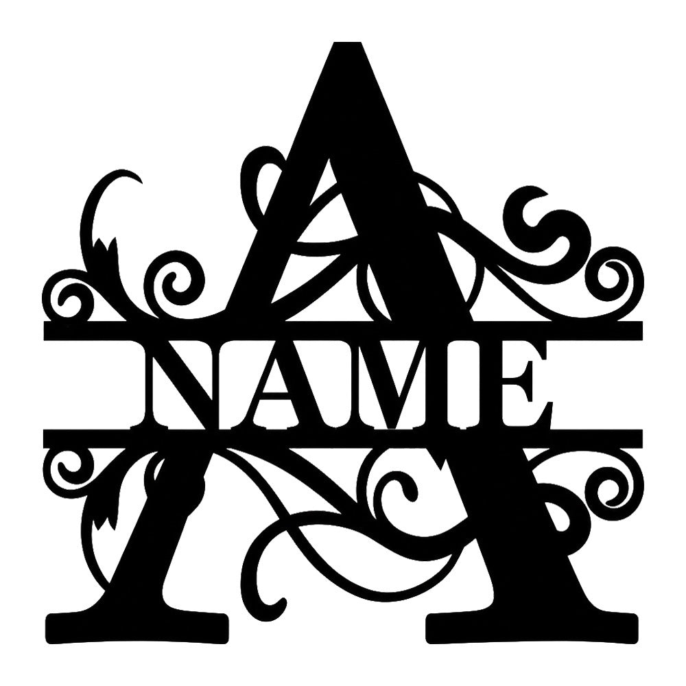 Personalized Initial Name Monogram metal wall sign displayed on the wall