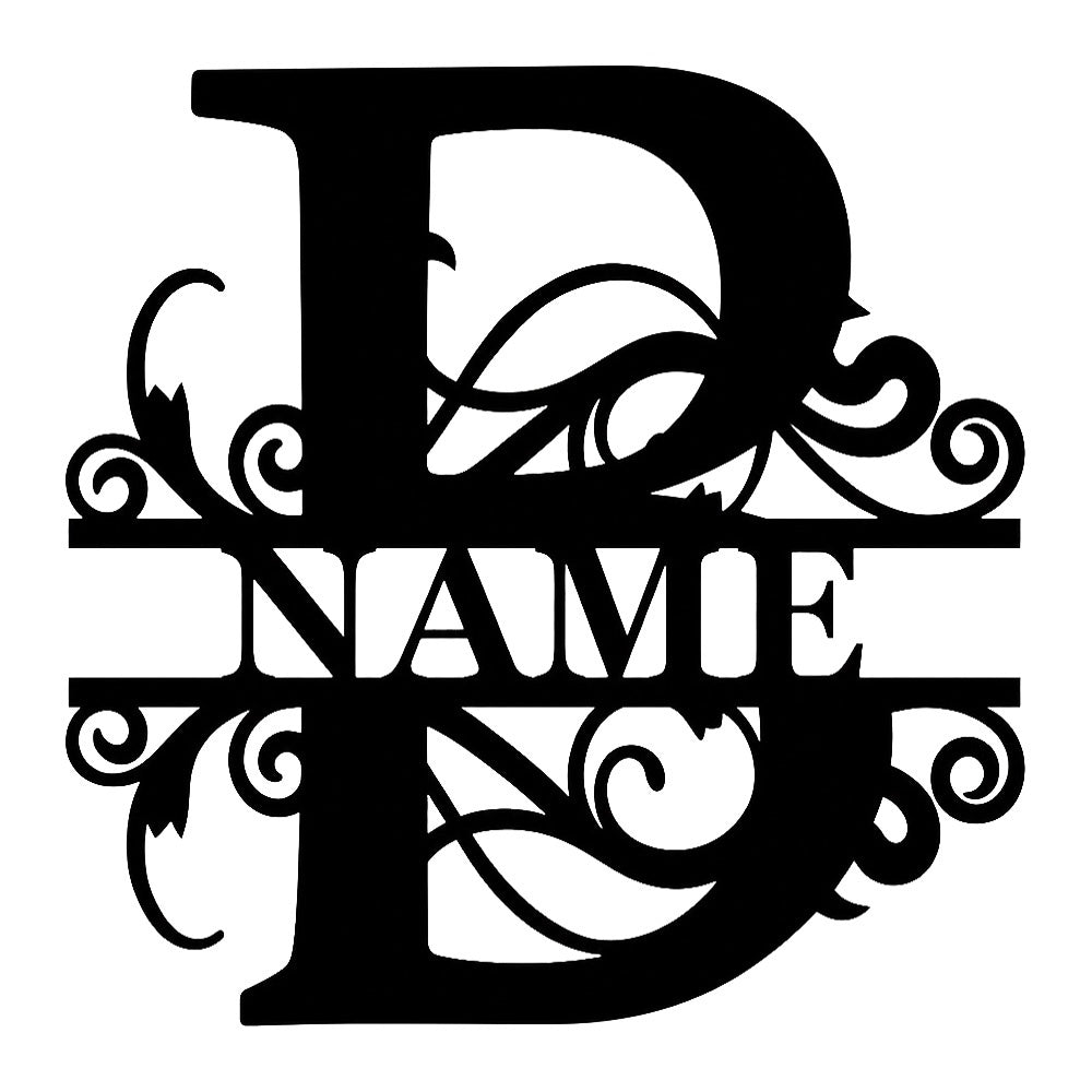 Personalized Initial Name Monogram metal wall sign displayed on the wall