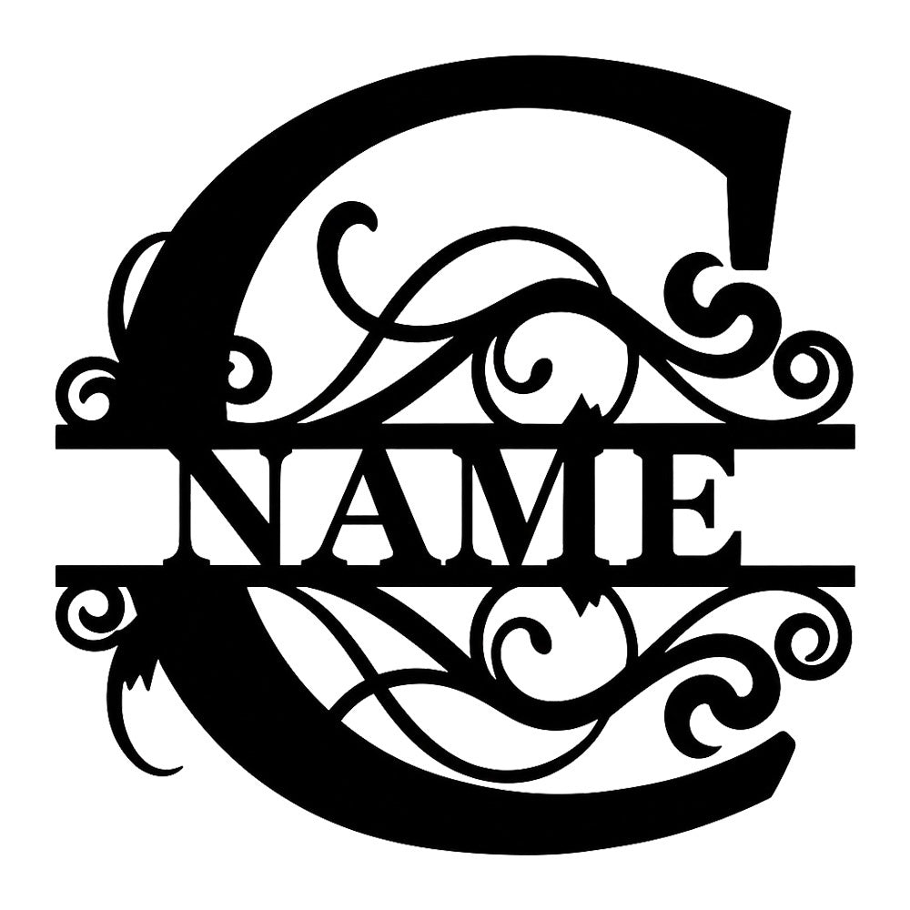 Personalized Initial Name Monogram metal wall sign displayed on the wall