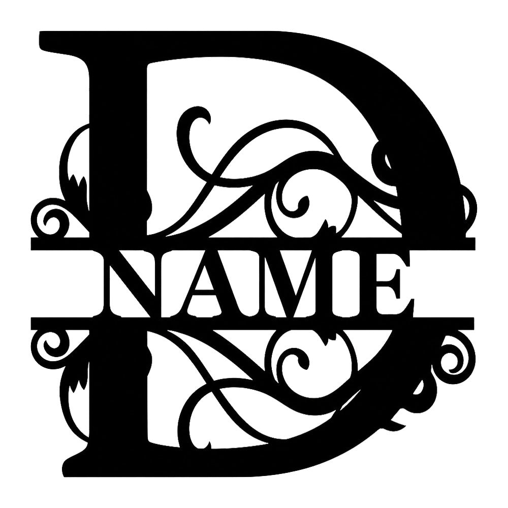 Personalized Initial Name Monogram metal wall sign displayed on the wall