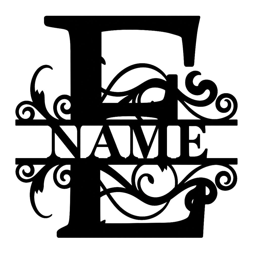 Personalized Initial Name Monogram metal wall sign displayed on the wall