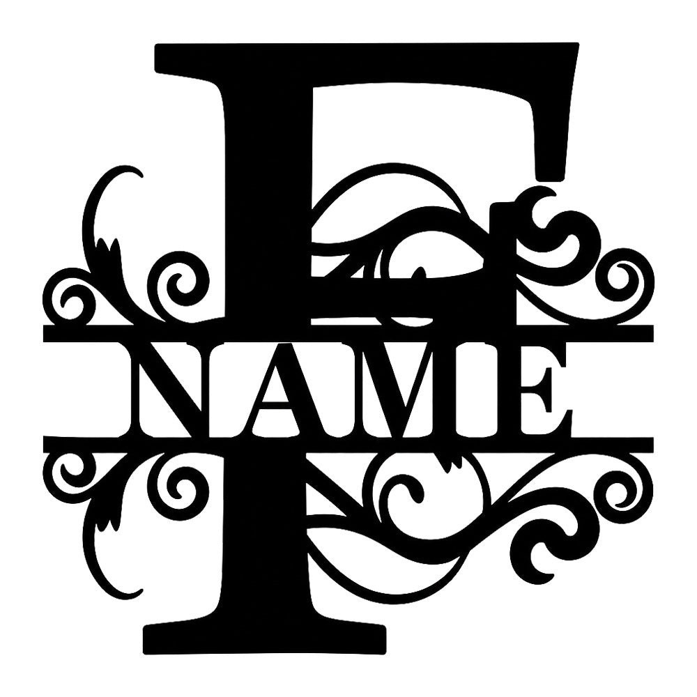 Personalized Initial Name Monogram metal wall sign displayed on the wall
